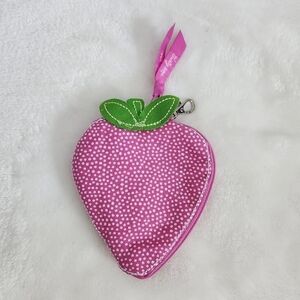 Thirty-One Retired Strawberry Pink White Icon Coin Pouch Purse NWT